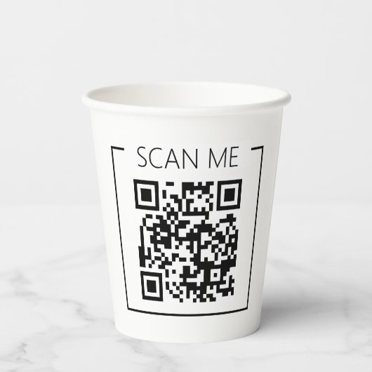 Minimalist QR Code Scan Me Business Pappbecher (Rückseite)