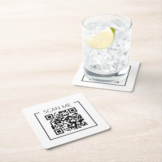 Minimalist QR Code Scan Me Business Rechteckiger Pappuntersetzer (Vor Ort)