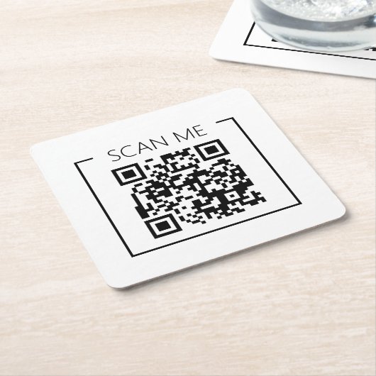 Minimalist QR Code Scan Me Business Rechteckiger Pappuntersetzer (angewinkelt)