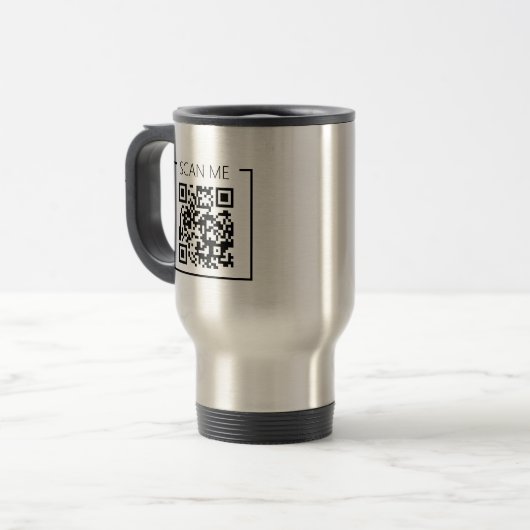 Minimalist QR Code Scan Me Business Reisebecher (Vorderseite Links)