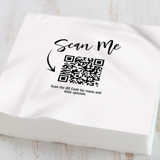 Minimalist QR Code Scan Me Restaurant Custom Serviette