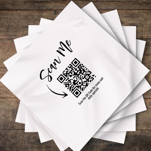 Minimalist QR Code Scan Me Restaurant Custom Serviette