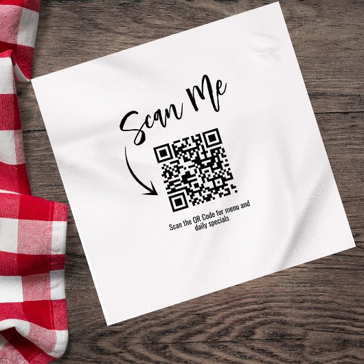 Minimalist QR Code Scan Me Restaurant Custom Serviette