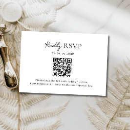 Minimalist QR Code Wedding RSVP Card Karte