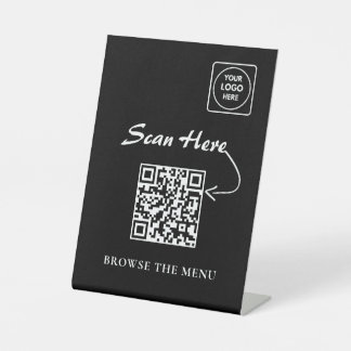 Minimalist QR Menu display holder Sockelschild