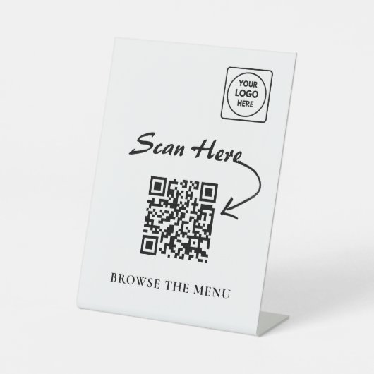 Minimalist QR Menu Pedestal display holder Sockelschild (Vorderseite)