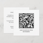 Minimalist QR | Modern Custom Text Design Einladung (Vorne/Hinten)