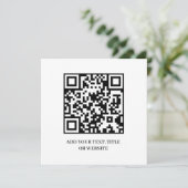 Minimalist QR | Modern Custom Text Design Einladung (Stehend Vorderseite)