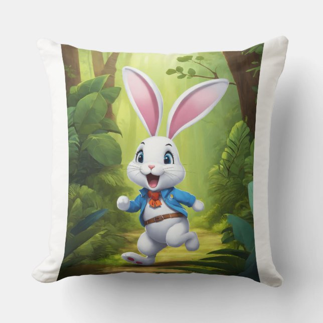 Minimalist Rabbit Logo Pillow Cover | Cute Bunny H Kissen (Vorderseite)