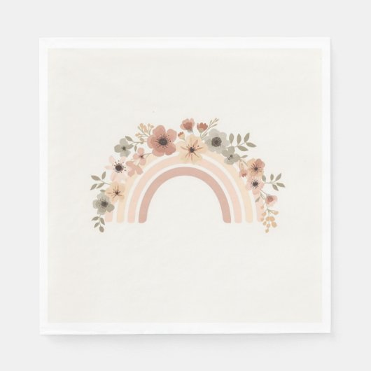 Minimalist Rainbow Floral Arch Birthday Party Serviette (Vorderseite)