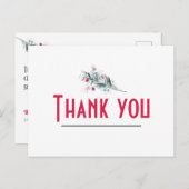 Minimalist Red and White Floral Thank you Card Postkarte (Vorne/Hinten)