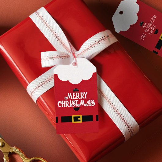 Minimalist Red and White Santa Christmas Present Geschenkanhänger