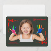 Minimalist Red Bows Blessing Christmas Handwriting Einladung (Vorne/Hinten)