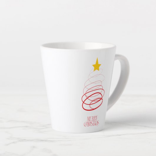 Minimalist Red Christmas Tree Mug – Merry Christma Milchtasse (Rechte Ecke)