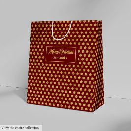 Minimalist Red Gold Polka Dots Custom Gift Bag Mittlere Geschenktüte