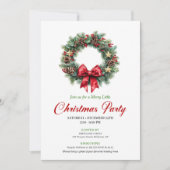 Minimalist Red Green Christmas Wreath Party Card Einladung (Vorderseite)