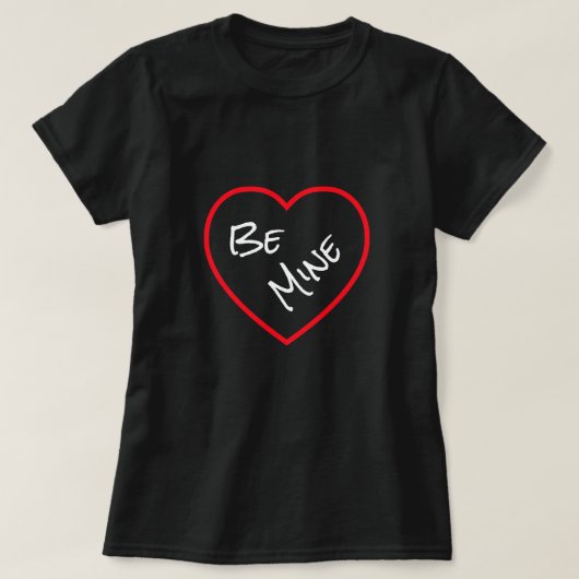 Minimalist Red Heart Be Mine Valentine's Day Black T-Shirt (Design vorne)