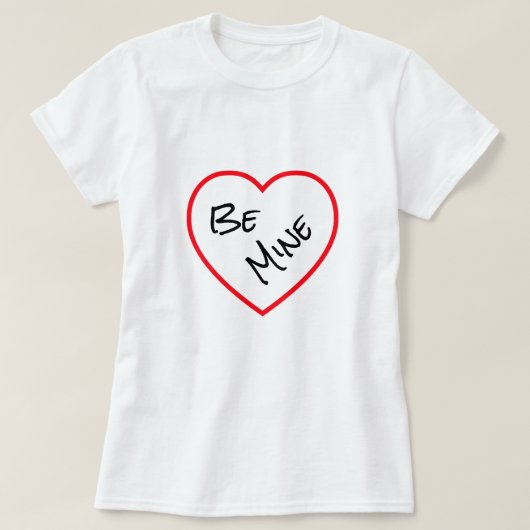 Minimalist Red Heart Be Mine Valentine's Day White T-Shirt (Design vorne)