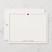 Minimalist Red Heart Stationery Note Card Einladung (Vorderseite)