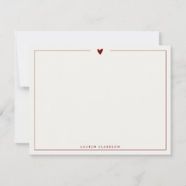 Minimalist Red Heart Stationery Note Card Einladung