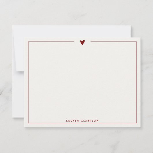 Minimalist Red Heart Stationery Note Card Einladung (Vorderseite)