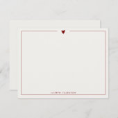 Minimalist Red Heart Stationery Note Card Einladung (Vorne/Hinten)