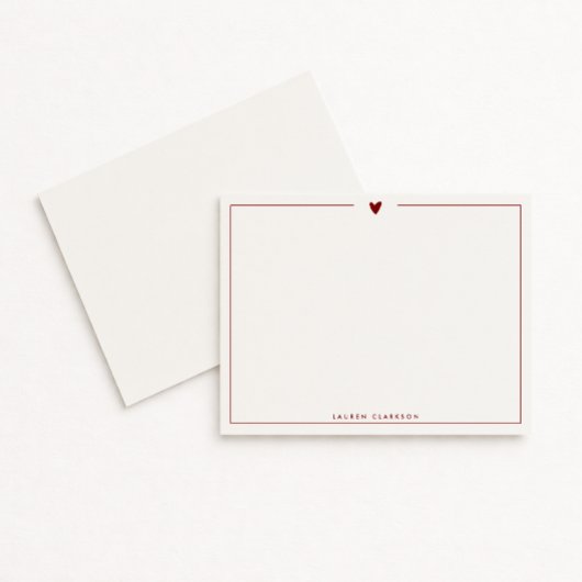 Minimalist Red Heart Stationery Note Card Einladung