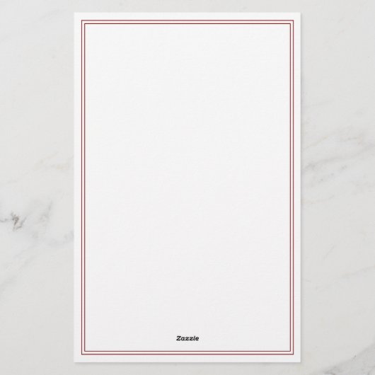 Minimalist Red Monogram Two Border Briefpapier (Rückseite)