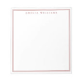 Minimalist Red Monogram Two Border Notizblock (Vorderseite)