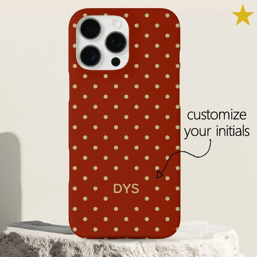 Minimalist Red Orange Custom Monogram Polka Dot  Case-Mate iPhone Hülle