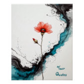 Minimalist Red Poppy Ink Art Print Poster (Vorderseite)