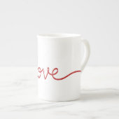 Minimalist Red Script Love Continuous Line Art Porzellantasse (Vorderseite Rechts)