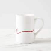 Minimalist Red Script Love Continuous Line Art Porzellantasse (Rechts)