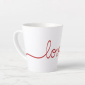 Minimalist Red Script Love Continuous Line Art Sma Milchtasse (Linke Ecke)