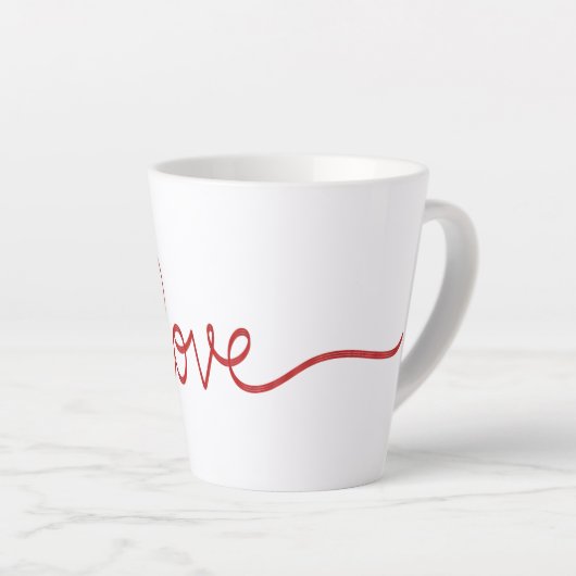 Minimalist Red Script Love Continuous Line Art Sma Milchtasse (Rechte Ecke)