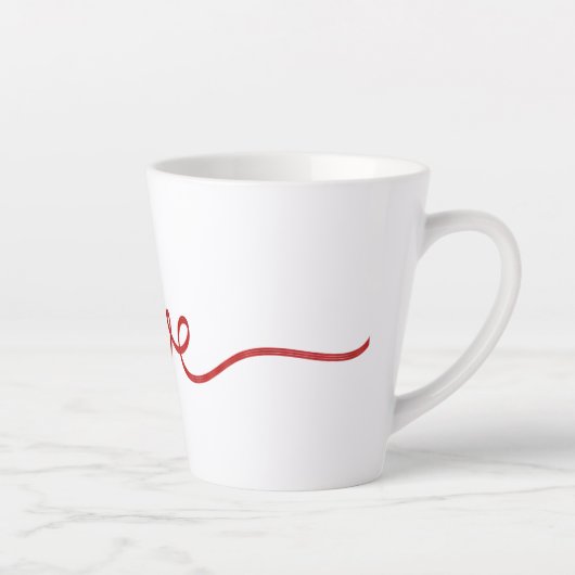 Minimalist Red Script Love Continuous Line Art Sma Milchtasse (Rechts)
