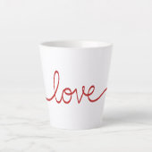 Minimalist Red Script Love Continuous Line Art Sma Milchtasse (Vorderseite)