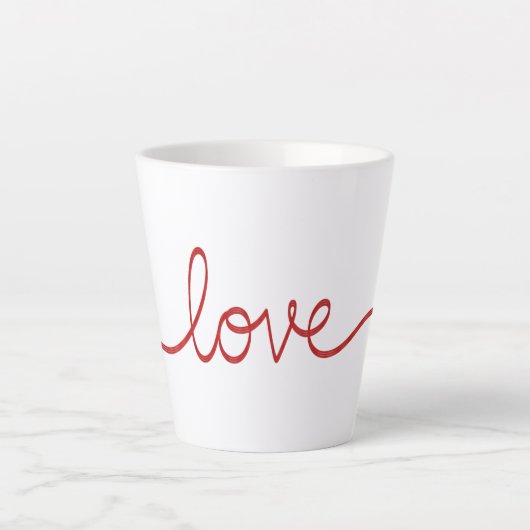 Minimalist Red Script Love Continuous Line Art Sma Milchtasse (Vorderseite)