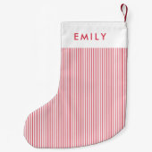 Minimalist Red Stripes Personalized Name  Kleiner Weihnachtsstrumpf (Rückseite)