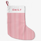 Minimalist Red Stripes Personalized Name  Kleiner Weihnachtsstrumpf (Vorderseite)