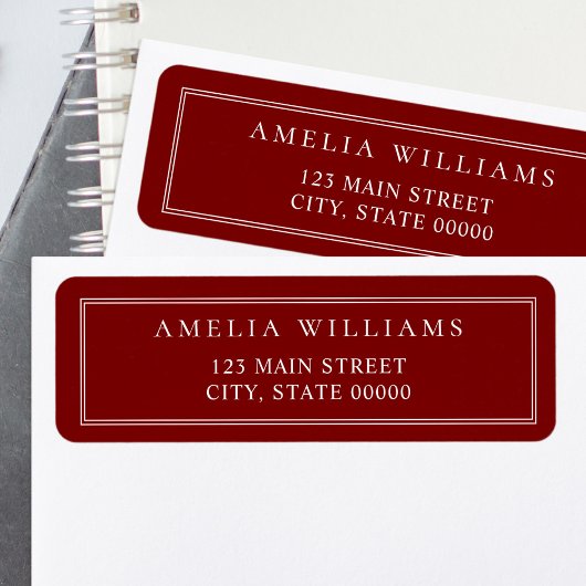 Minimalist Red Two Border Return Address
