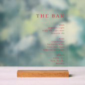 Minimalist Red Typographic Bar Menu Acrylschild (Neutral)