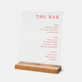 Minimalist Red Typographic Bar Menu Acrylschild (Winkel)
