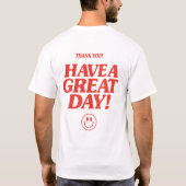 Minimalist Red Typography Shirt with Smiley Face (Rückseite)