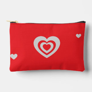 Minimalist Red with Heart Pattern Zubehörtasche