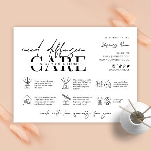 Minimalist Reed Diffuser Care Instructions Card Dankeskarte