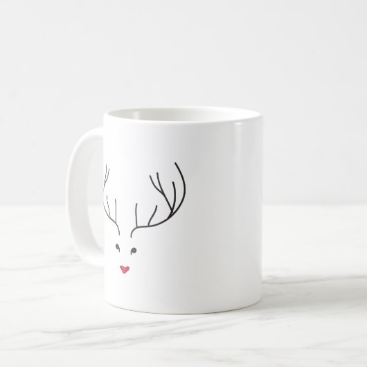 minimalist reindeer face kaffeetasse (Vorderseite Links)