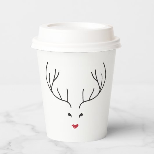 minimalist reindeer face pappbecher (Vorderseite)
