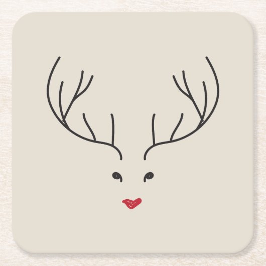 minimalist reindeer face rechteckiger pappuntersetzer (Vorderseite)