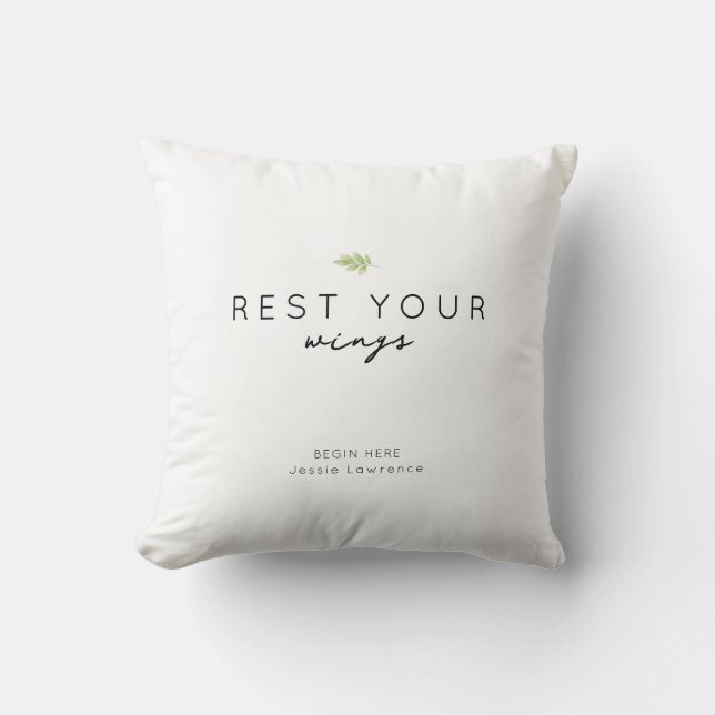 Minimalist Rest Your Wings Personalized Kissen (Vorderseite)